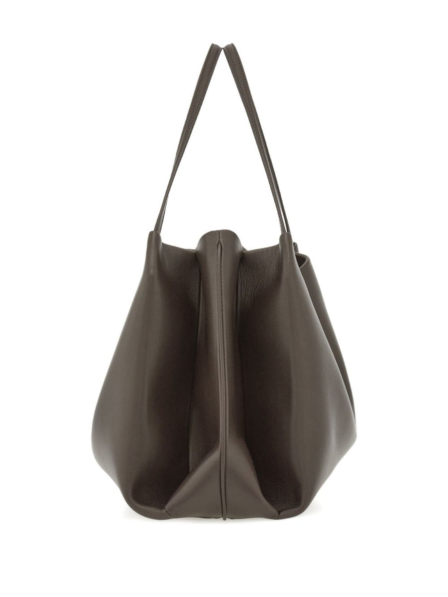 Ferragamo Grey Calfskin Tote Bag For Women With Quiet Luxury, Spacious Interior And Soft Structured Silhouette