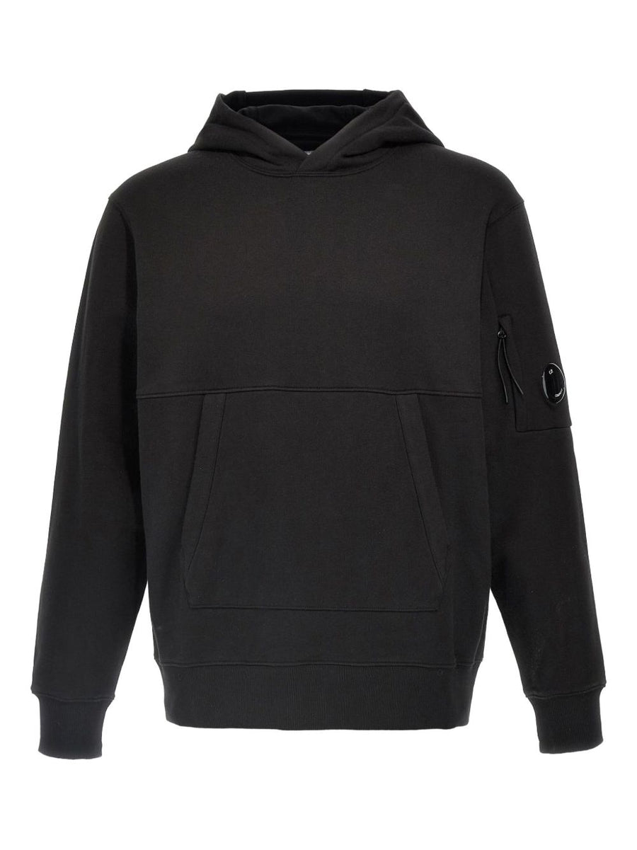 C.P. Company Logo Cotton Hoodie For Men Premium Comfort With Lens Detail And Kangaroo Pocket