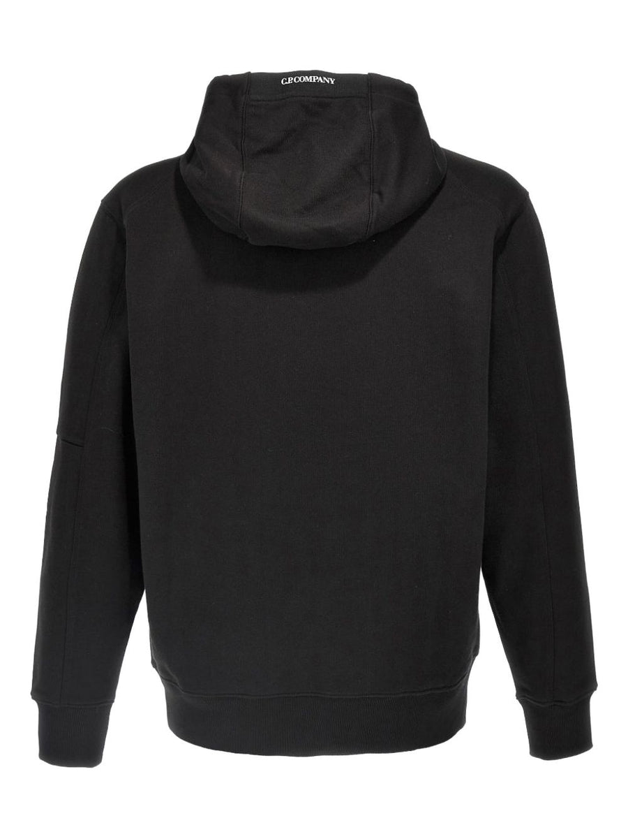 C.P. Company Logo Cotton Hoodie For Men Premium Comfort With Lens Detail And Kangaroo Pocket