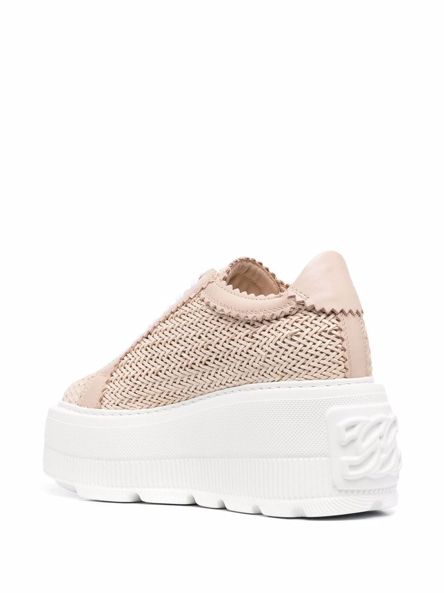 Casadei Nexus Sneakers Pink Luxury Leather Interwoven Design Platform For Women Elite