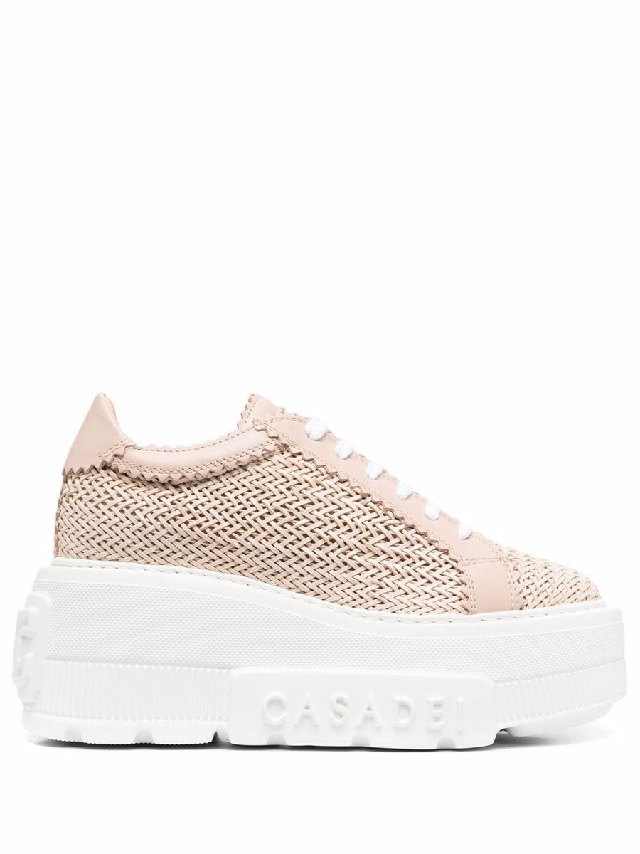 Casadei Nexus Sneakers Pink Luxury Leather Interwoven Design Platform For Women Elite