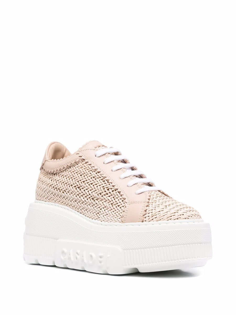 Casadei Nexus Sneakers Pink Luxury Leather Interwoven Design Platform For Women Elite