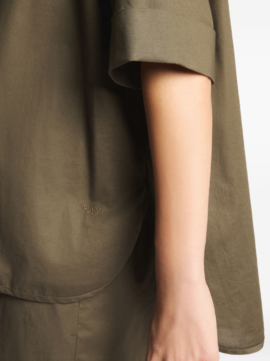 Fay Cotton Shirt For Women Olive Green Stretch Fabric With 97 Cotton 3 Elastane Everyday Versatile Wardrobe Essential
