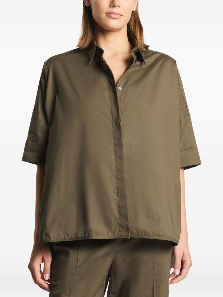 Fay Cotton Shirt For Women Olive Green Stretch Fabric With 97 Cotton 3 Elastane Everyday Versatile Wardrobe Essential