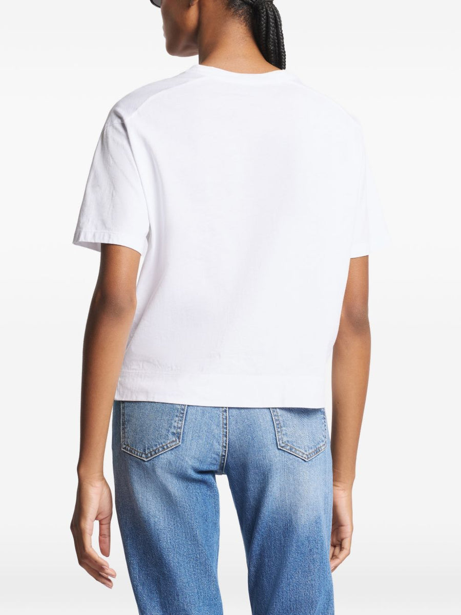 Fay Cotton T Shirt For Women White 100 Percent Cotton Short Sleeve Round Neck Essential Wardrobe Staple