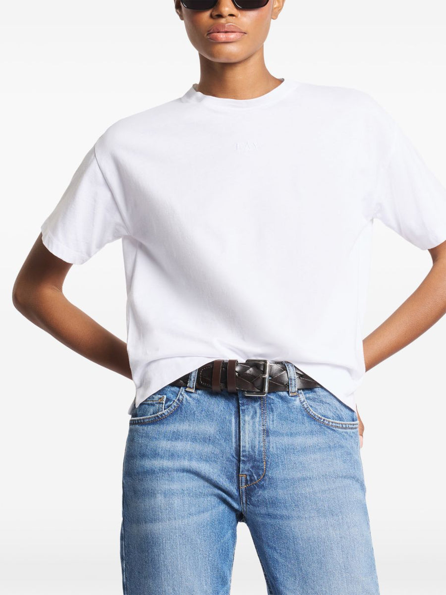 Fay Cotton T Shirt For Women White 100 Percent Cotton Short Sleeve Round Neck Essential Wardrobe Staple