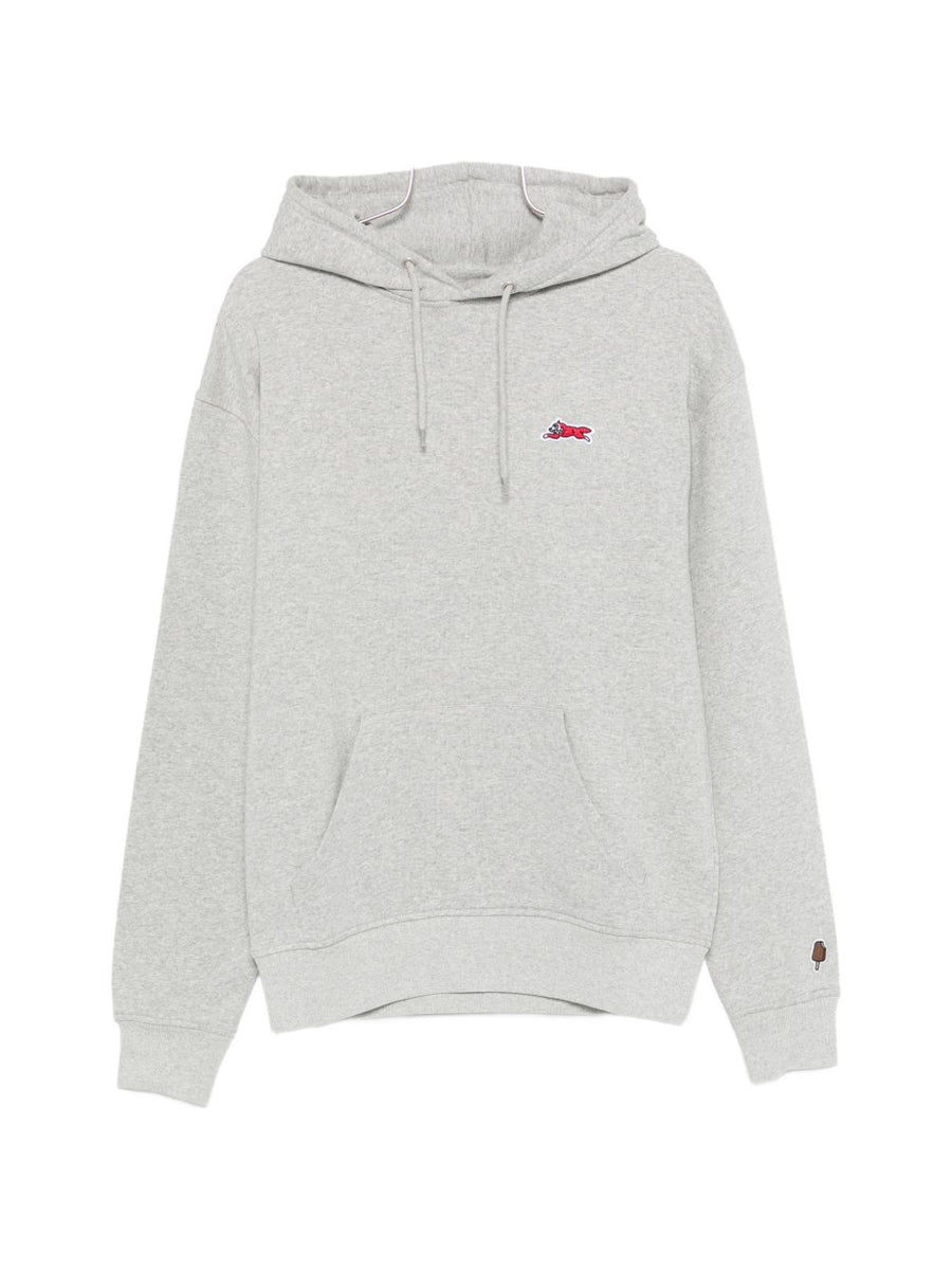 Icecream Running Dog Hoodie For Men Cotton 100 Percent Casual Versatile Drawstring Grey Patch