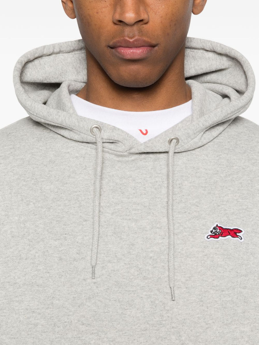 Icecream Running Dog Hoodie For Men Cotton 100 Percent Casual Versatile Drawstring Grey Patch