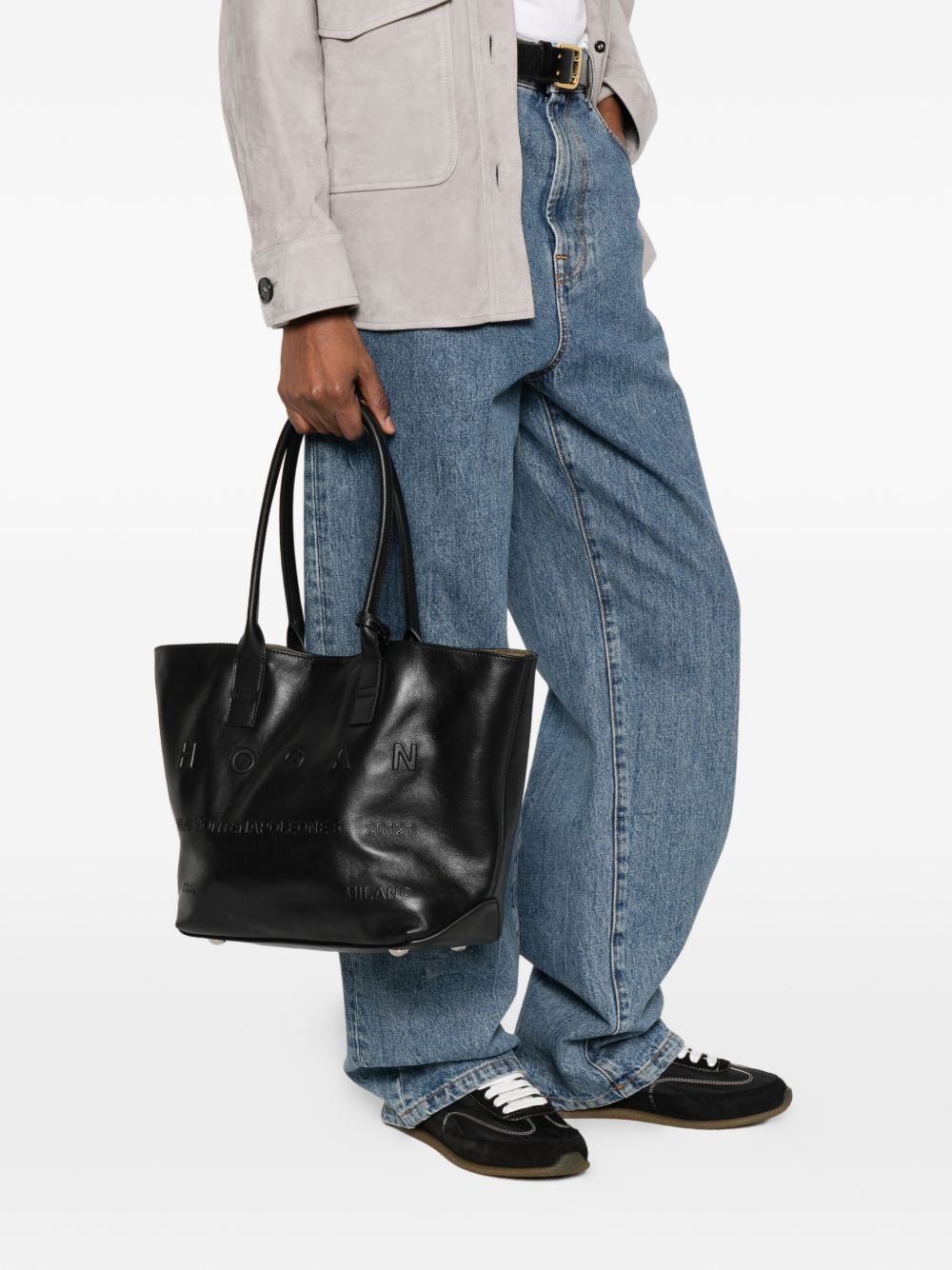 Hogan Address Small Black Shopping Bag