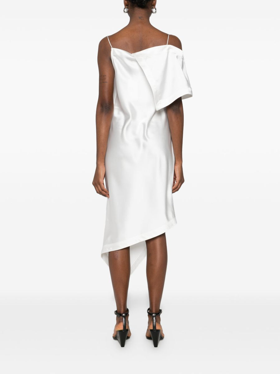 Iro Thiana White Long Dress With Draped Detailing Cowl Neck And Spaghetti Straps For Women Elegant Eveningwear