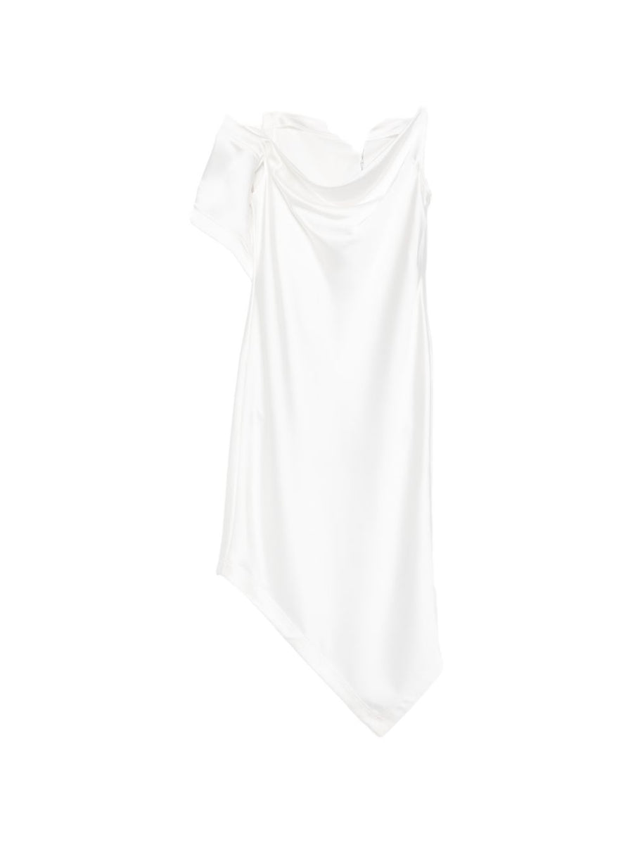 Iro Thiana White Long Dress With Draped Detailing Cowl Neck And Spaghetti Straps For Women Elegant Eveningwear