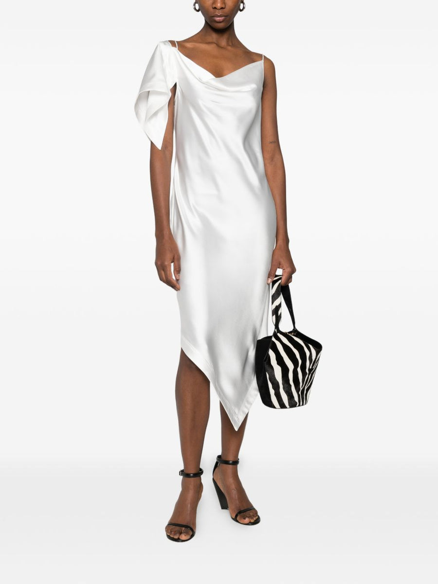 Iro Thiana White Long Dress With Draped Detailing Cowl Neck And Spaghetti Straps For Women Elegant Eveningwear