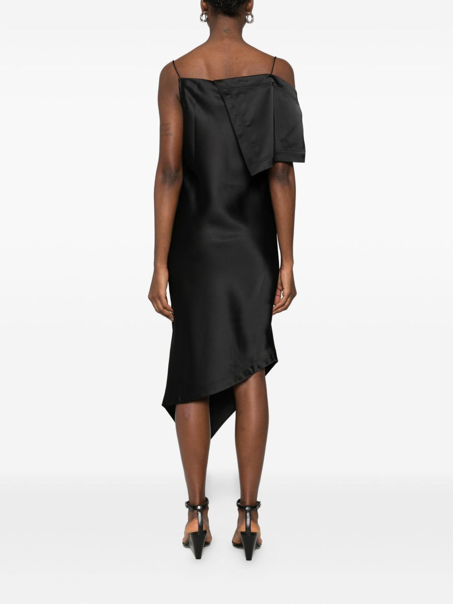Iro Thiana Long Dress Black Sleek Draped Asymmetric Silhouette Spaghetti Straps For Women