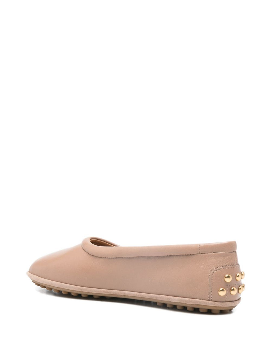 Tod's Metal Dots Ballerinas Nappa Leather Powder Calf Leather Pink Hardware For Women Everyday Luxury