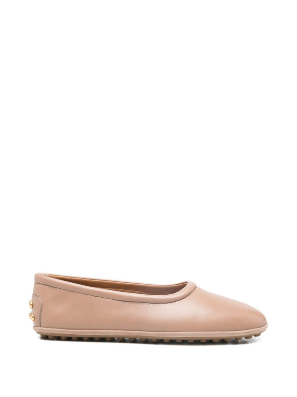 Tod's Metal Dots Ballerinas Nappa Leather Powder Calf Leather Pink Hardware For Women Everyday Luxury