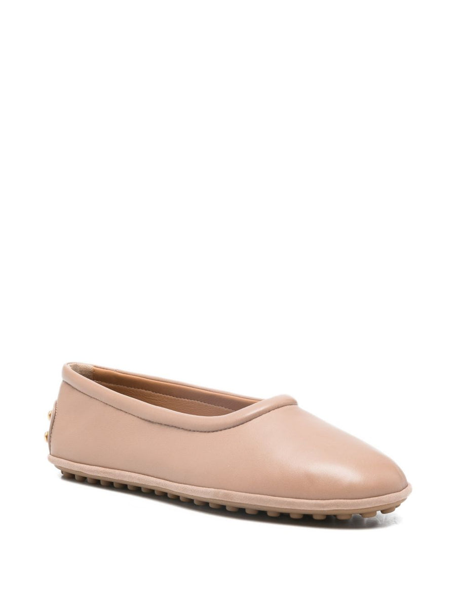 Tod's Metal Dots Ballerinas Nappa Leather Powder Calf Leather Pink Hardware For Women Everyday Luxury