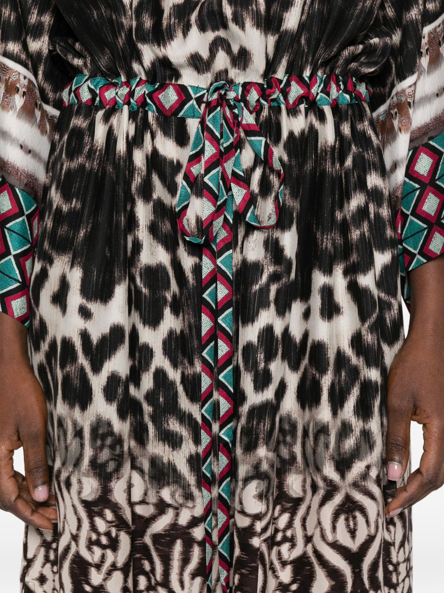 Pierre Louis Mascia Printed Silk Dress For Women Versatile Day To Night Luxury Geometric Animal Print