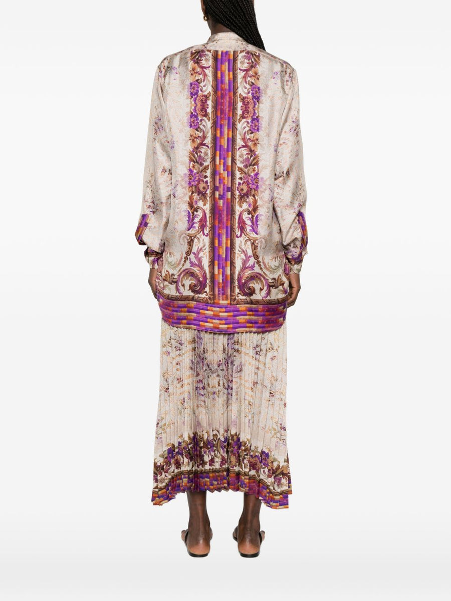 Pierre Louis Mascia Printed Silk Shirt For Women With Floral Pink Detailing Luxurious Silk Fabric Spring Summer 2026