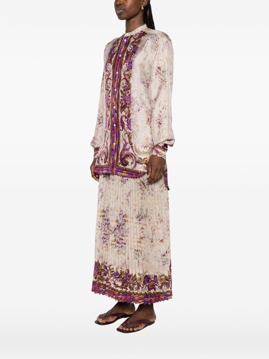 Pierre Louis Mascia Printed Silk Shirt For Women With Floral Pink Detailing Luxurious Silk Fabric Spring Summer 2026