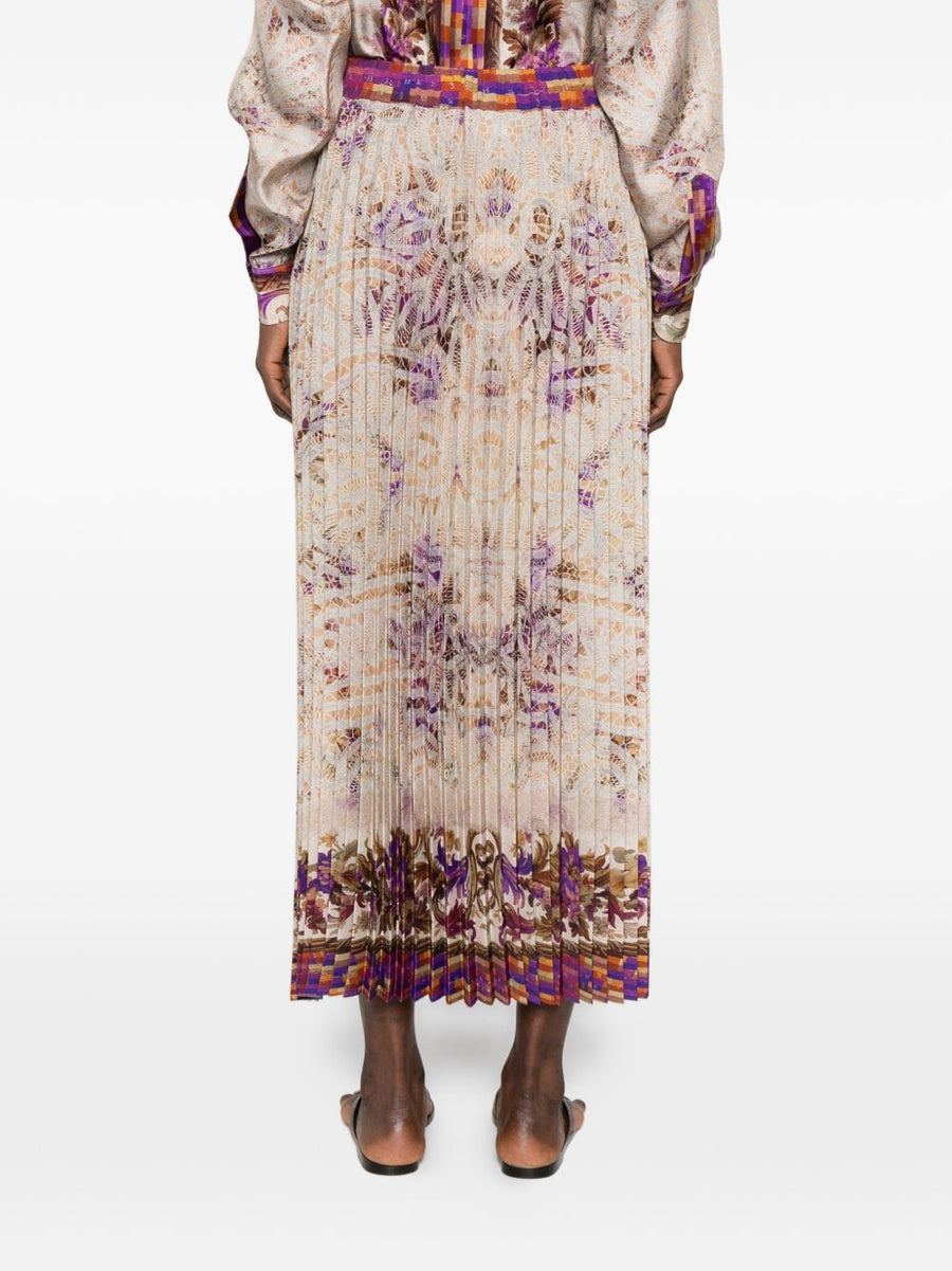 Pierre Louis Mascia Floral Printed Skirt Elegant Pleated Silhouette With Elastic Waist For Women