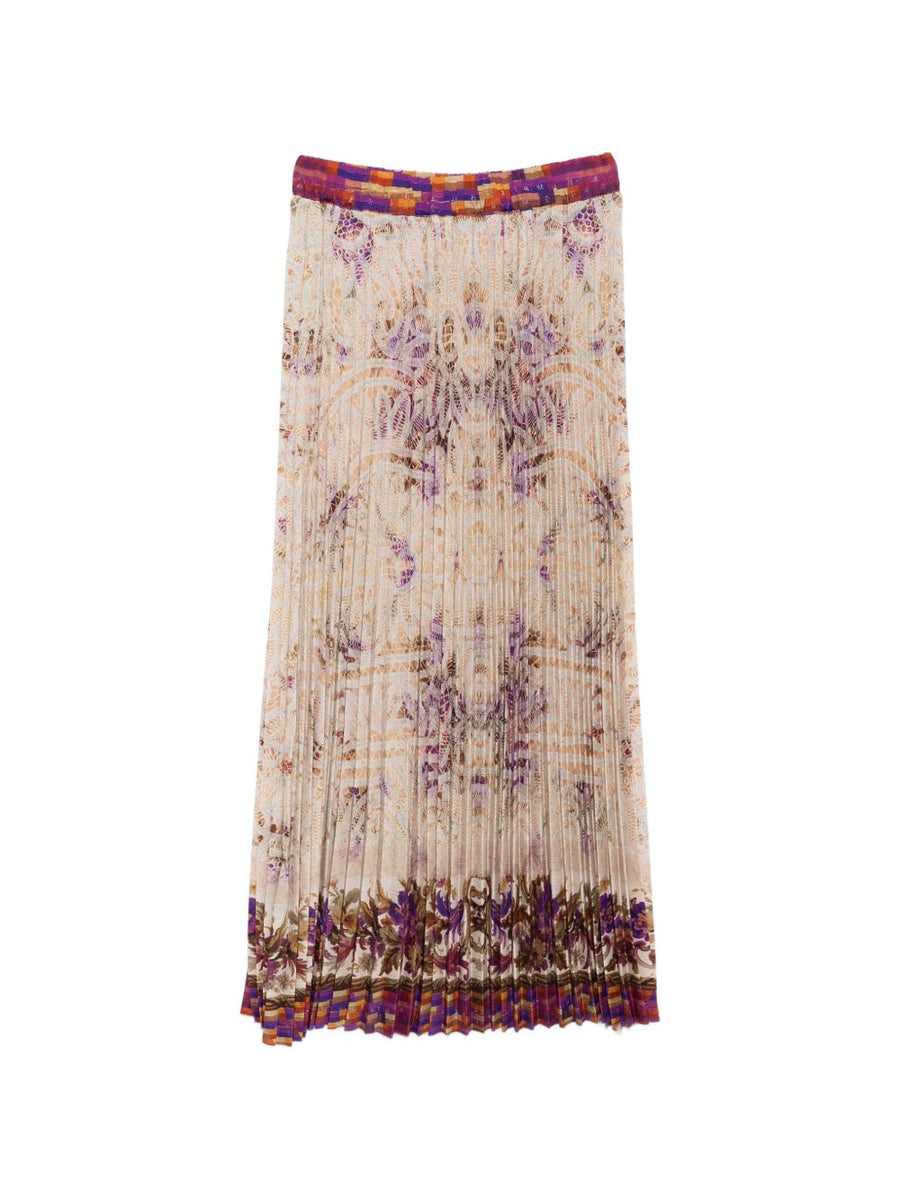 Pierre Louis Mascia Floral Printed Skirt Elegant Pleated Silhouette With Elastic Waist For Women