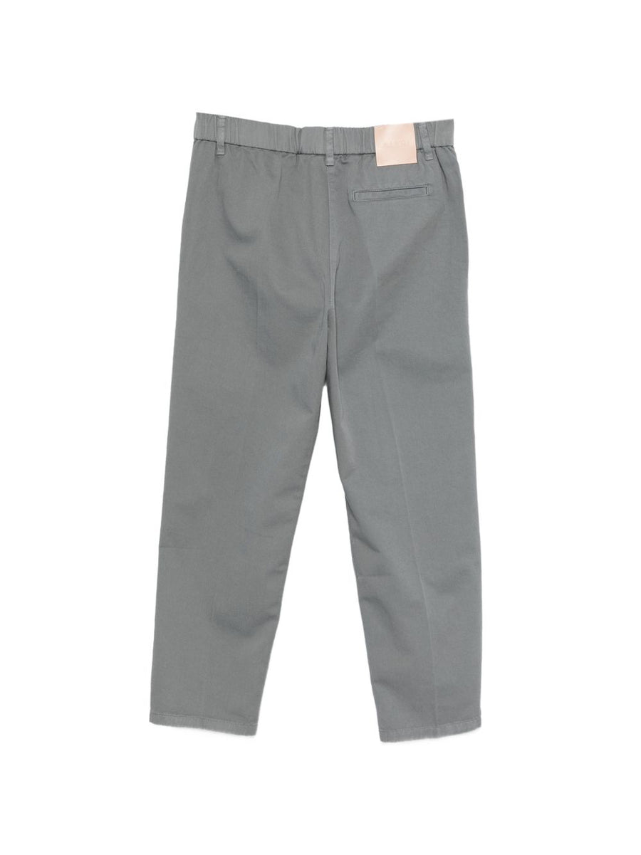 Alysi Cotton Trousers For Women Elastic Waistband 100 Percent Cotton Grey Minimalist Everyday Wear