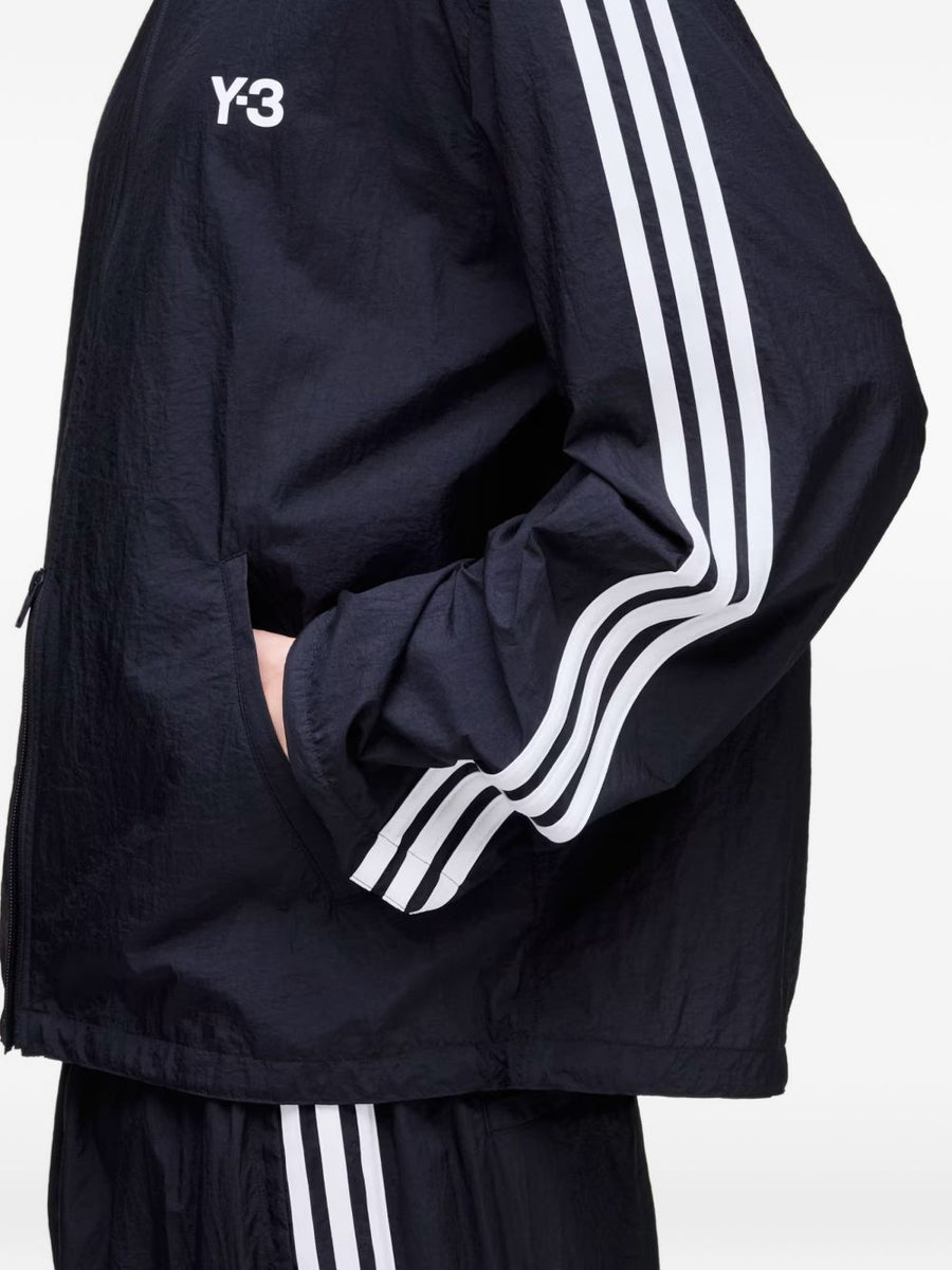 Y-3 Logo Zipped Hoodie For Men Premium Black Polyamide Topwear With Full Zip For Everyday City Style