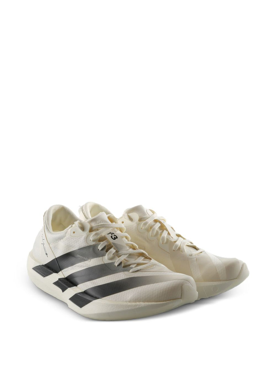Y-3 Adios 9 Sneakers White Striped Logo Fabric Upper 4 Cm Heel UK Size