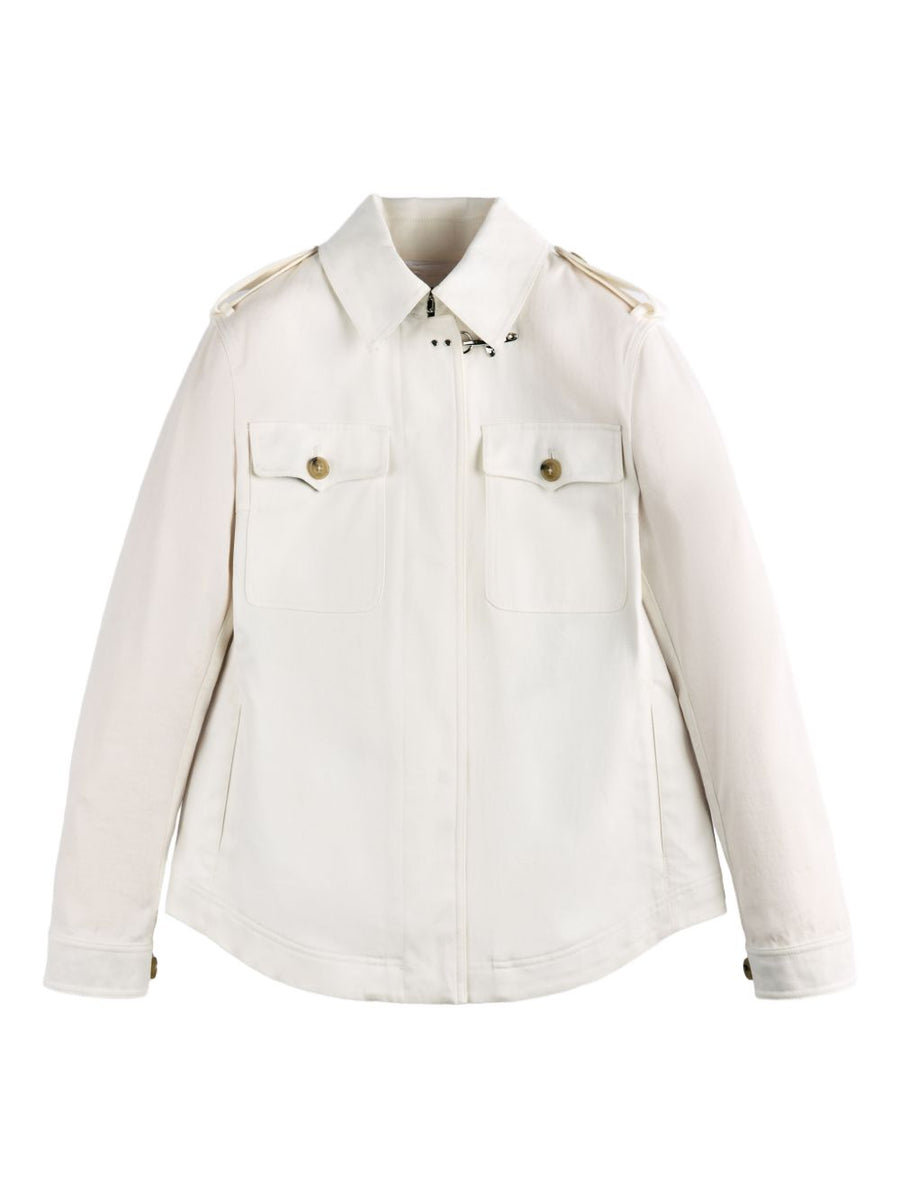 Fay Cotton Shirt Jacket For Women Versatile Off White Cotton Blend Outerwear For Day To Night