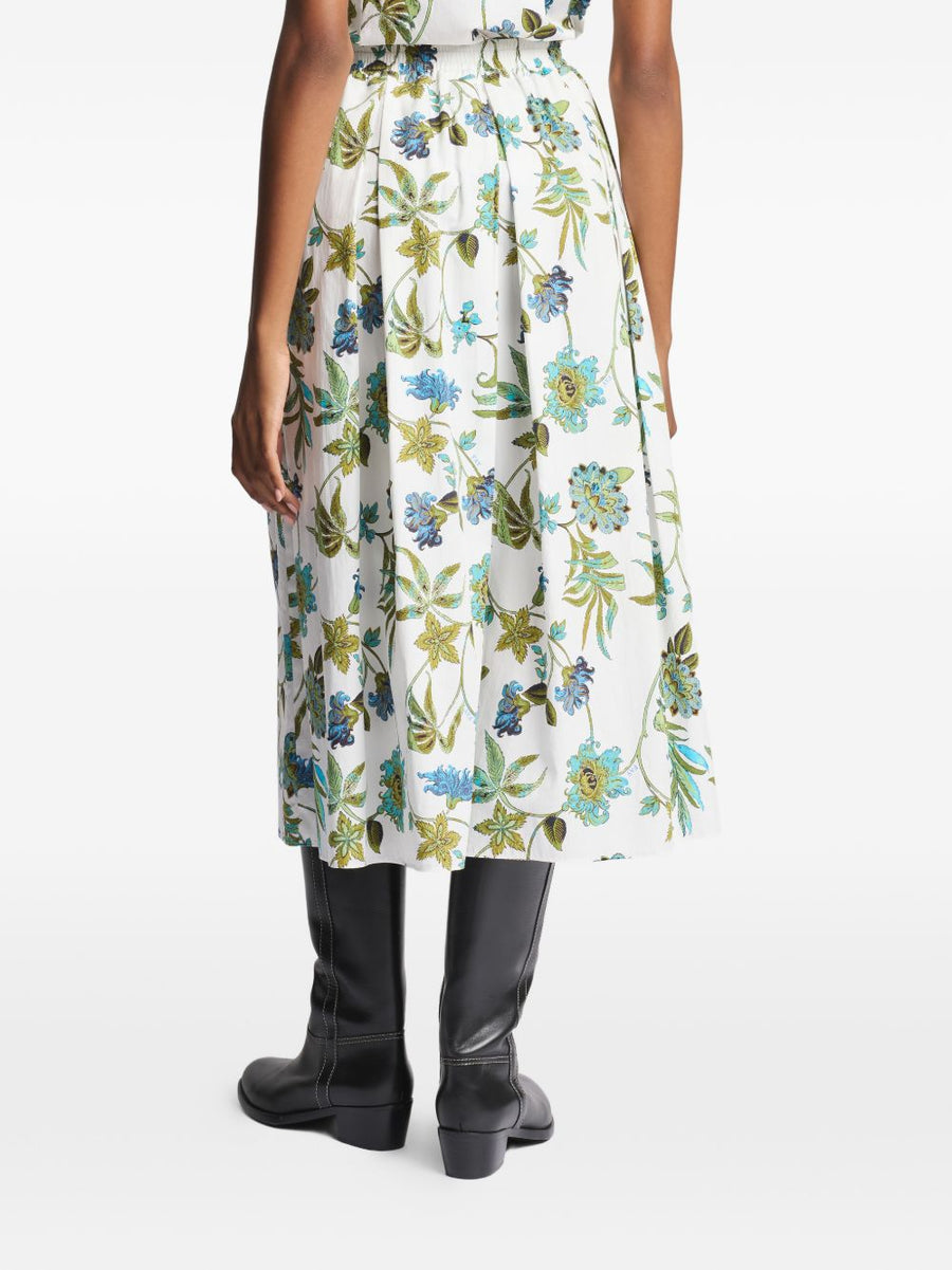 Fay Printed Cotton Skirt For Women With Floral Print Breathable Comfort Elastic Waist And Pockets