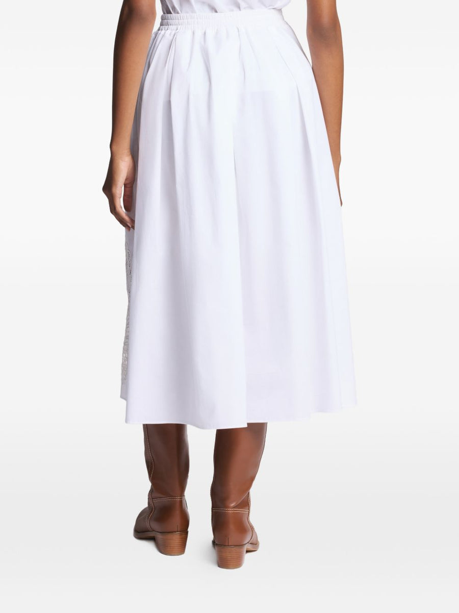 Fay A-Line Cotton Long Skirt With Elastic Waistband And Lace Detail For Women Everyday Wear