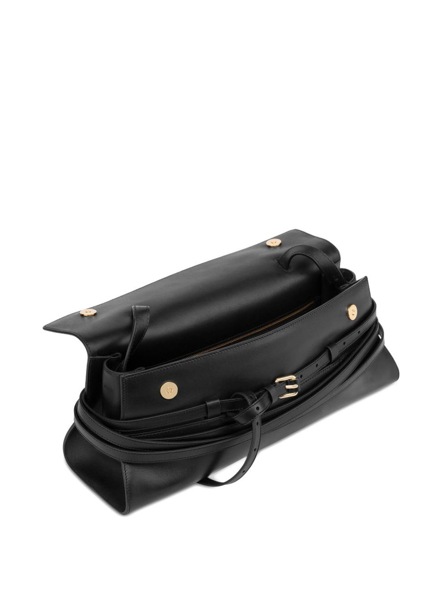 Moschino Tie Me Shoulder Bag Luxurious Compact 100 Percent Sheepskin Top Handle Buckle For Women