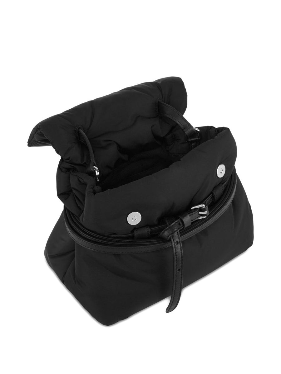 Moschino Tie Me Small Backpack Black For Women Luxury Compact Top Handle Buckle Closure