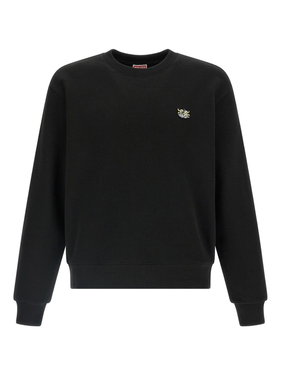 Kenzo Wild Tiger Cotton Sweatshirt For Men Premium Black Iconic Crewneck With Front Patch Logo