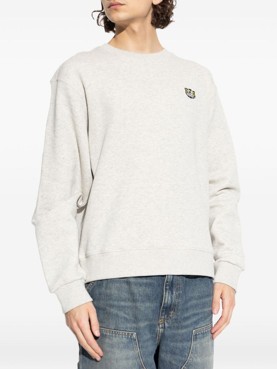 Kenzo Wild Tiger Cotton Sweatshirt For Men With Tiger Applique Grey Crew Neck Premium Quality