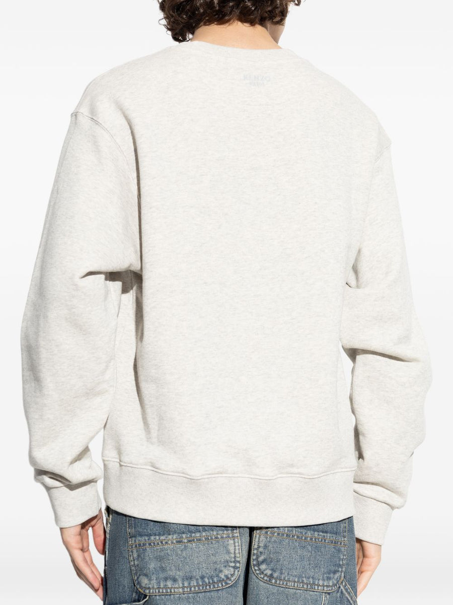 Kenzo Wild Tiger Cotton Sweatshirt For Men With Tiger Applique Grey Crew Neck Premium Quality