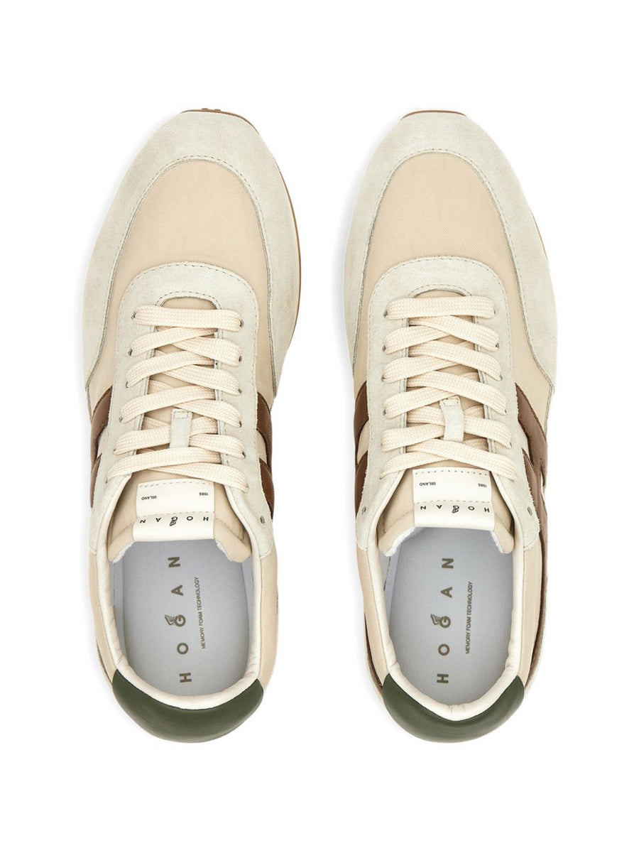 Hogan Luxury Athletic Sneakers for Men with Padded Ankle Calfskin Details Subtle Logo