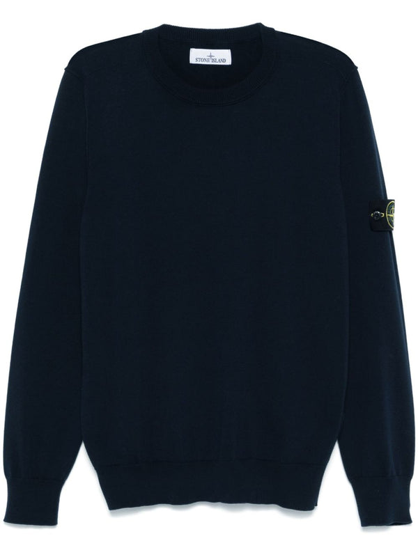 Stone Island Navy Cotton Crewneck Sweater for Men with Premium Knit Texture and Subtle Branding Spring Summer 2026