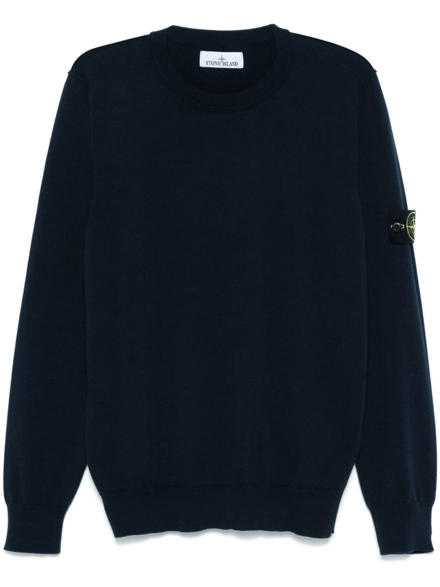 Stone Island Navy Cotton Crewneck Sweater for Men with Premium Knit Texture and Subtle Branding Spring Summer 2026