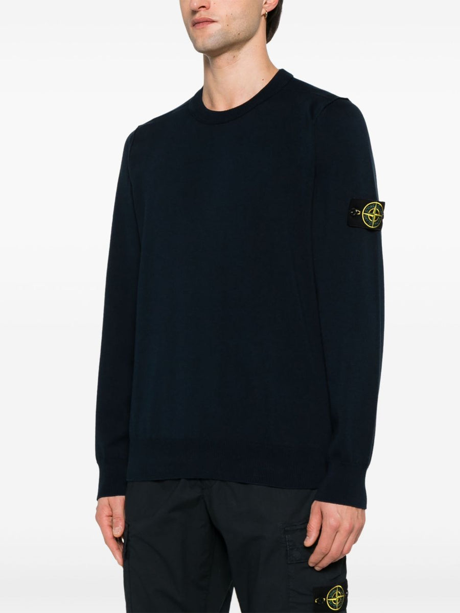 Stone Island Navy Cotton Crewneck Sweater for Men with Premium Knit Texture and Subtle Branding Spring Summer 2026