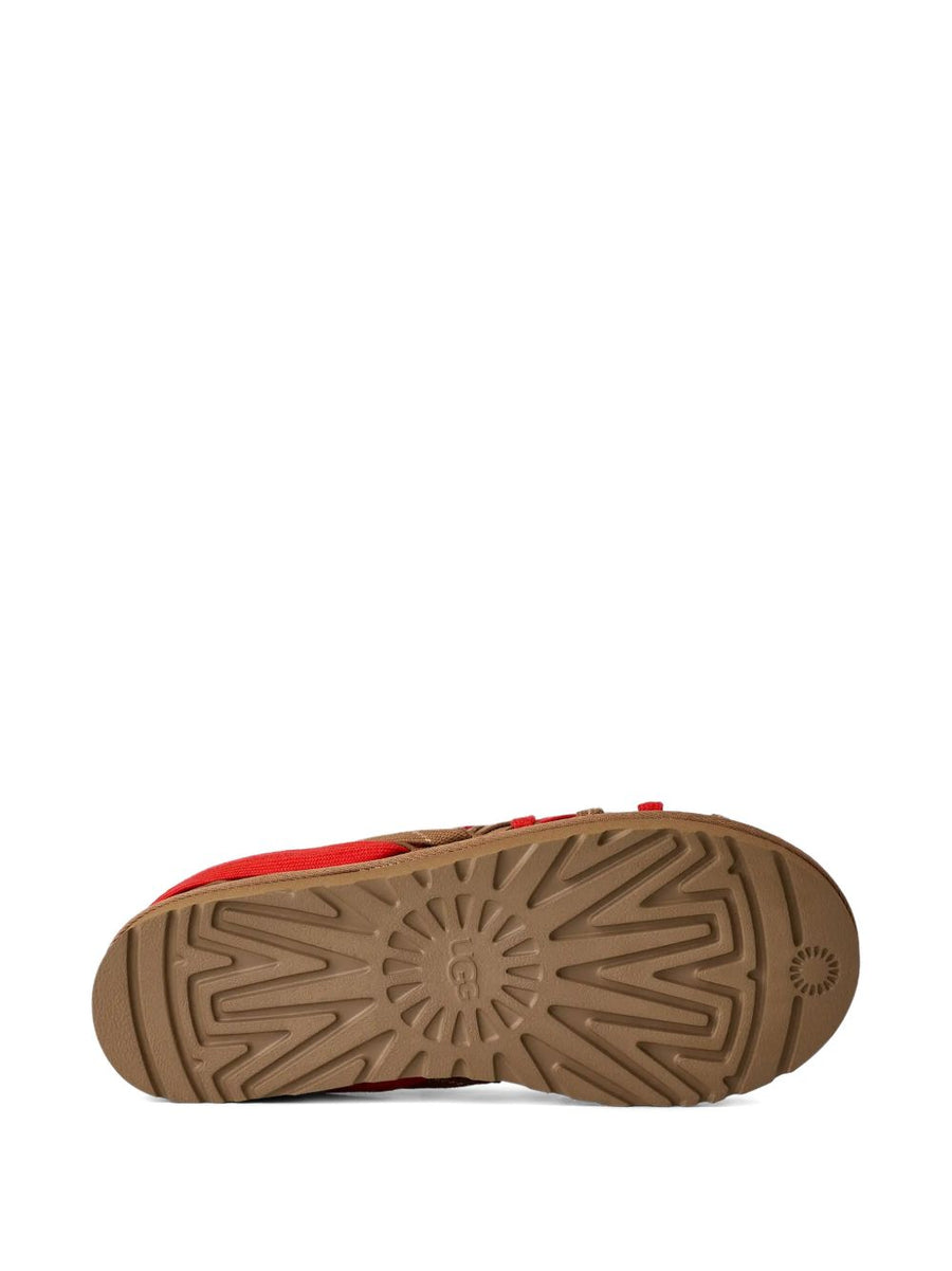 UGG Tasman Lace Slippers For Men Calf Leather Beige Lace Up With Rugged Treaded Sole