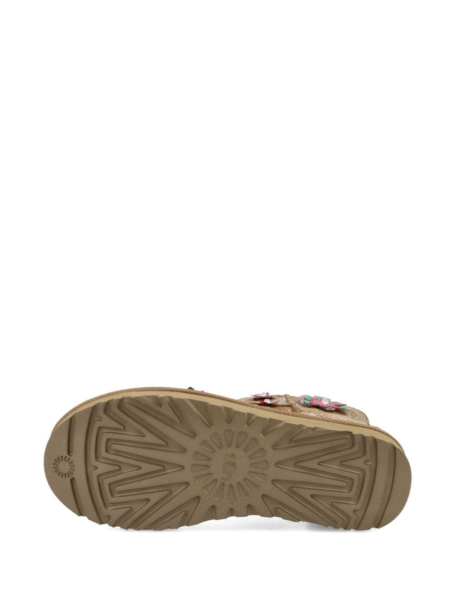 UGG Classic Mini Meadow Boots For Women Eco Friendly Recycled Wool And Floral Embroidery Beige