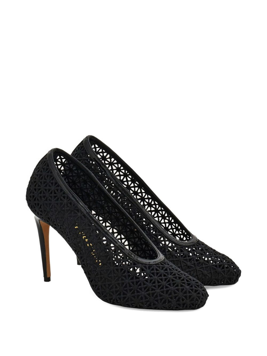 Ferragamo Macramé 90mm Pumps For Women Luxurious Stiletto With Intricate Black Macramé Details