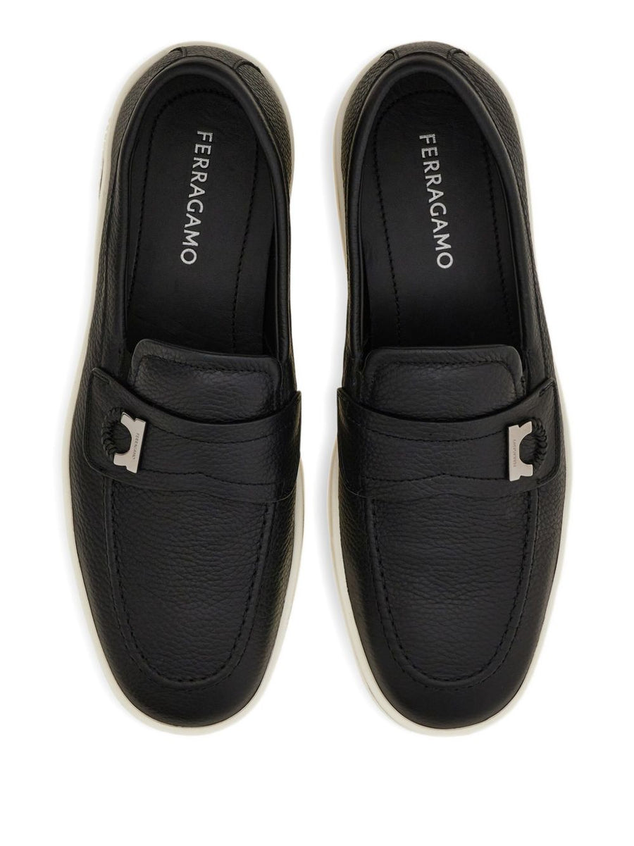 Ferragamo Tancredi Loafers For Men Effortless Slip On Black Leather Luxury Everyday Wear