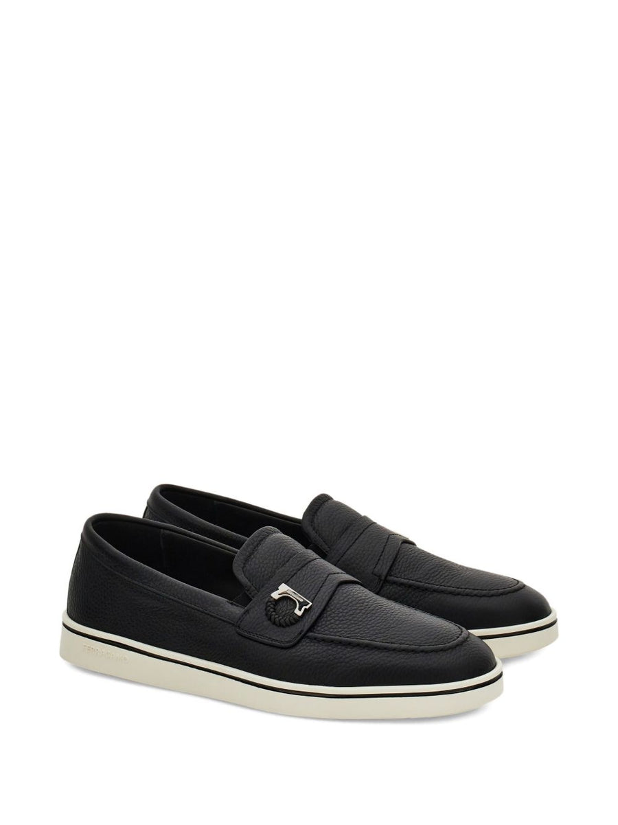 Ferragamo Tancredi Loafers For Men Effortless Slip On Black Leather Luxury Everyday Wear