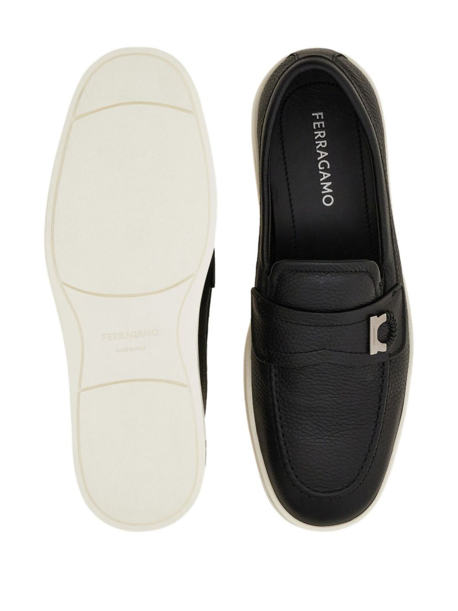 Ferragamo Tancredi Loafers For Men Effortless Slip On Black Leather Luxury Everyday Wear