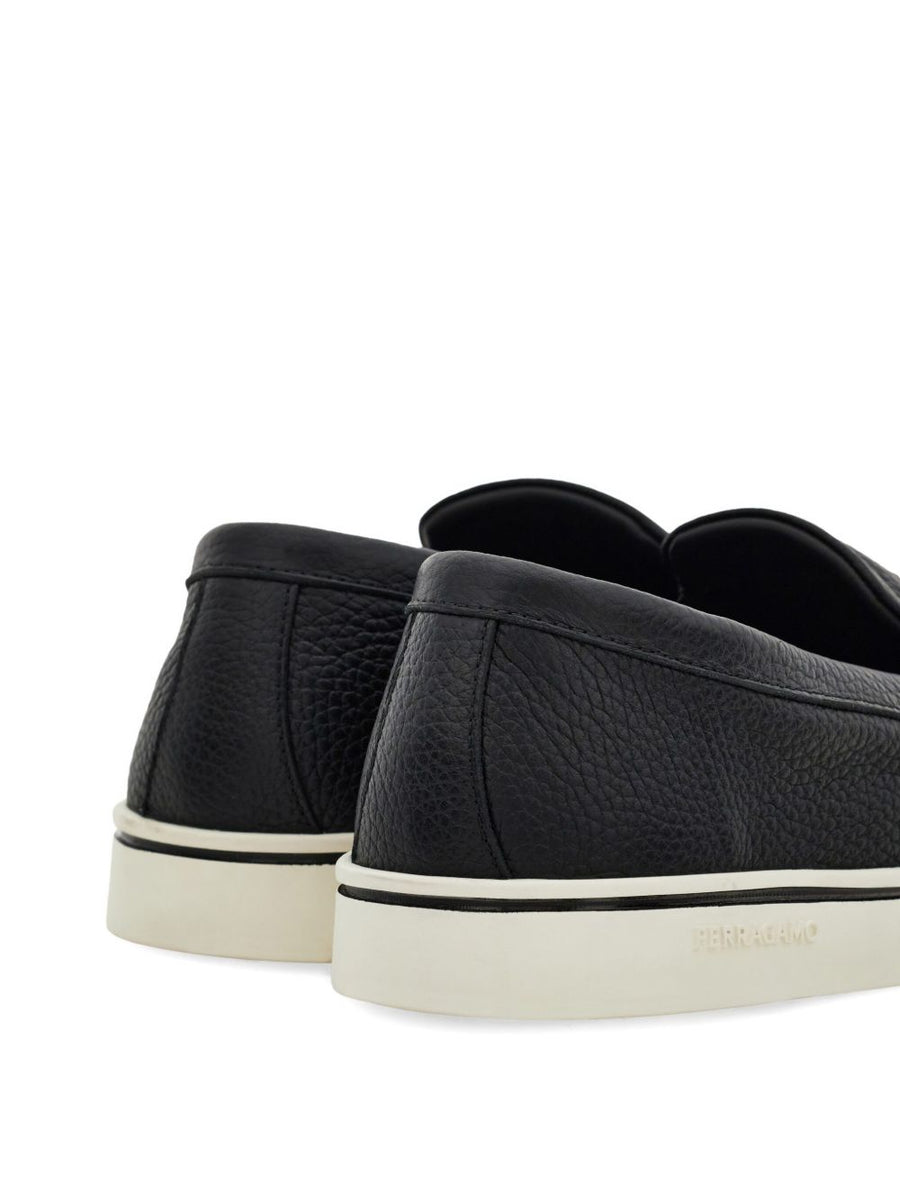Ferragamo Tancredi Loafers For Men Effortless Slip On Black Leather Luxury Everyday Wear