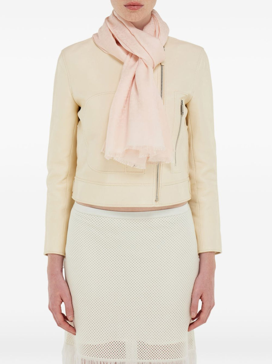 Ferragamo Gancini Silk Stole For Women Pink Patterned Fringed Edge Hundred Percent Silk Luxury Scarf