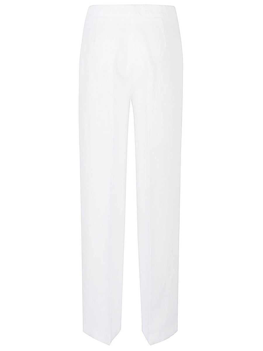 Via Masini 80 White Wide Leg Trousers For Women Polished Cotton Blend Spring Summer 2026
