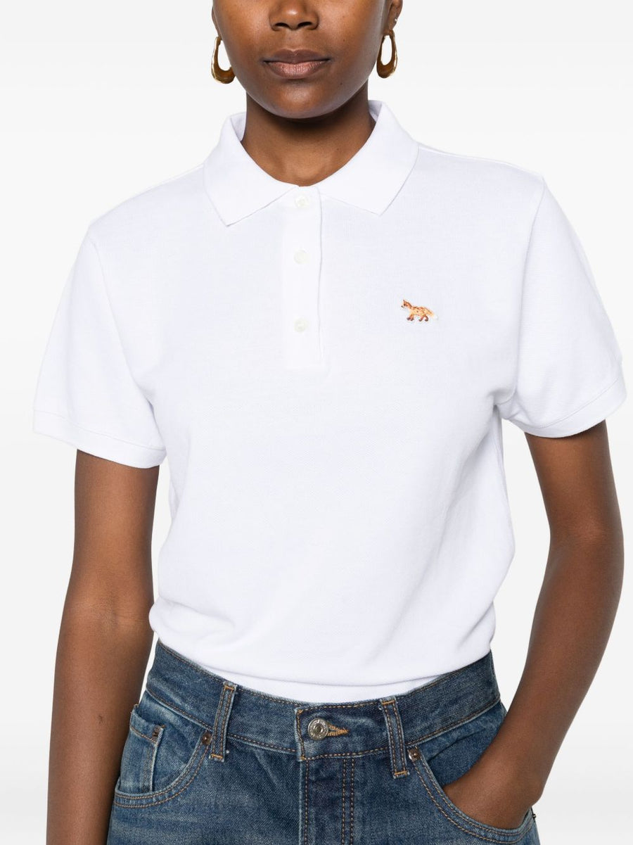 Maison Kitsuné Baby Fox Polo Top For Women Crisp White Cotton With Embroidered Fox Logo